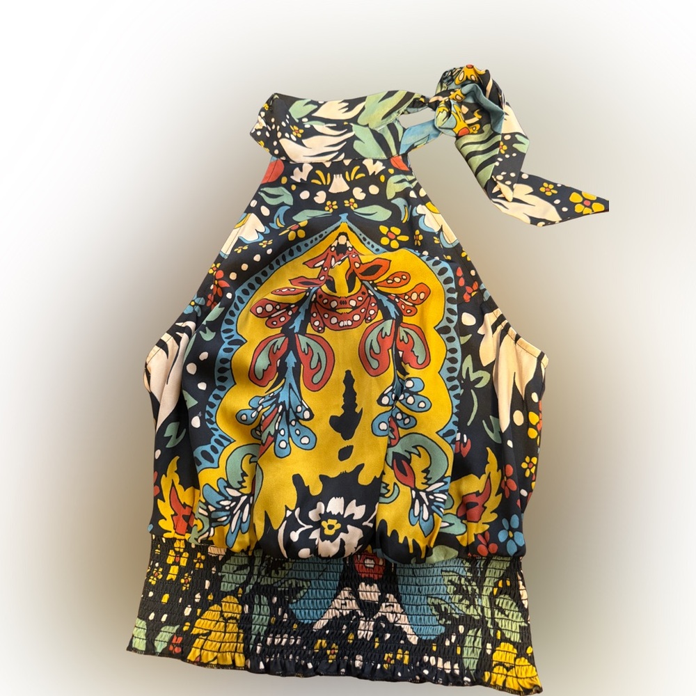 Free People Multicolor Floral Halter Top sz S NWT